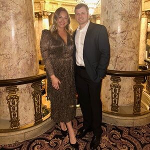 Sabina Musayev Gold Long Sleeve Dress